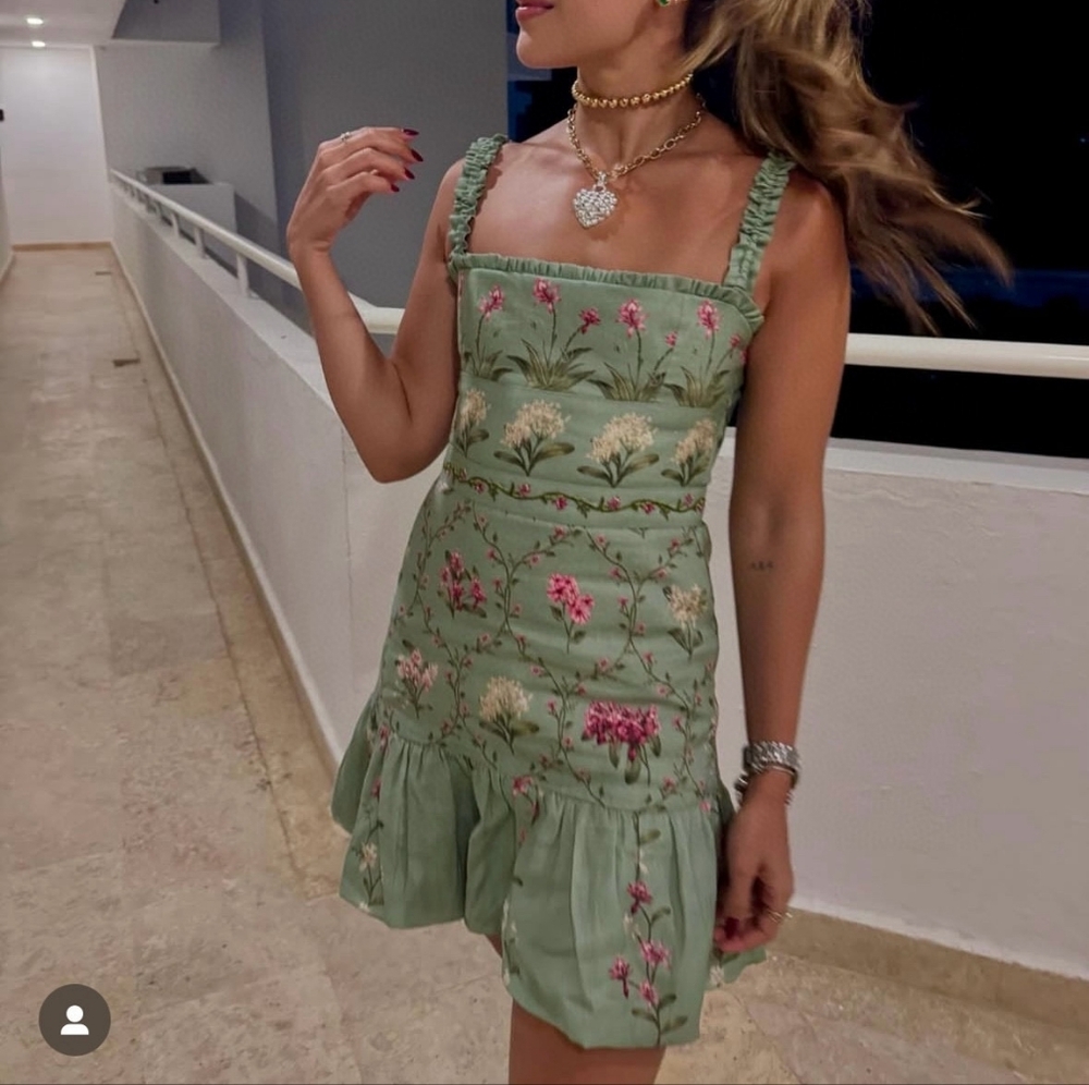 Agua by Agua Bendita Mint Green Floral Mini Dress - Picture 5 of 16